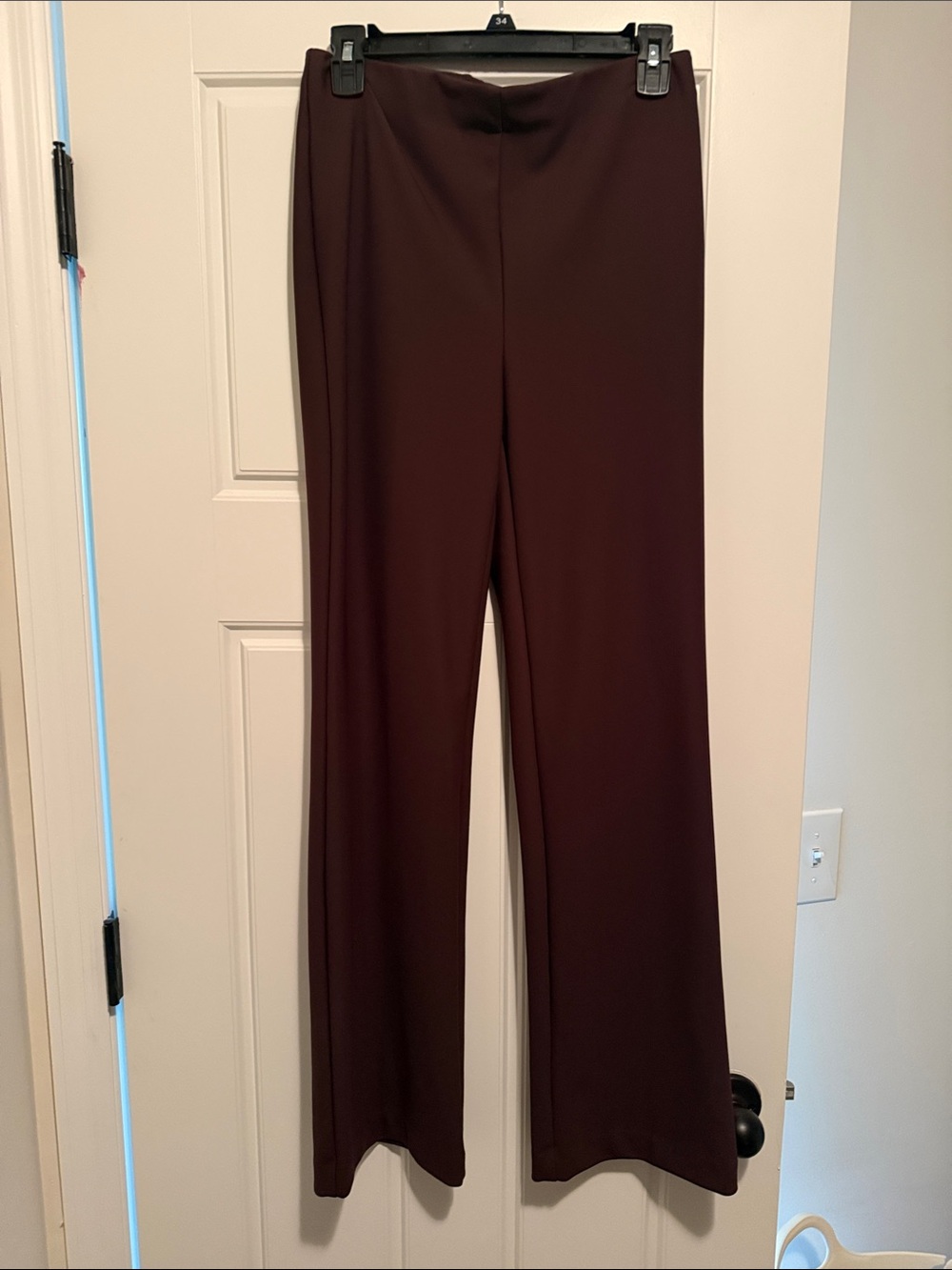 Christian Siriano Deep Burgundy Flared Pull-On Pants